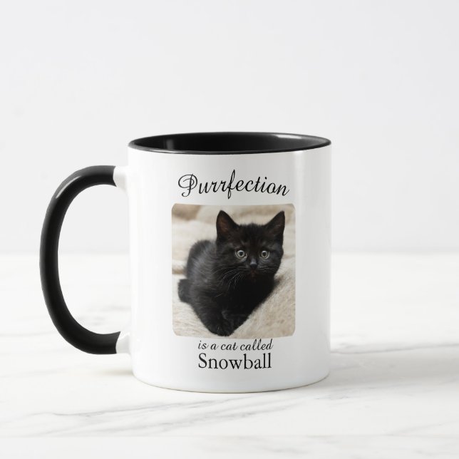 Purrfection  Is a Cat Personalised Mug (Gauche)