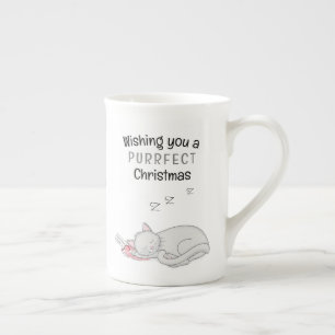 Purrfffffet de Noël couché chat os Chine Mug