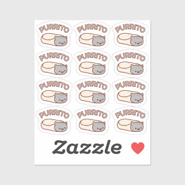 PURRITO Cat Burrito DOZEN Mini Stickers (Feuille)