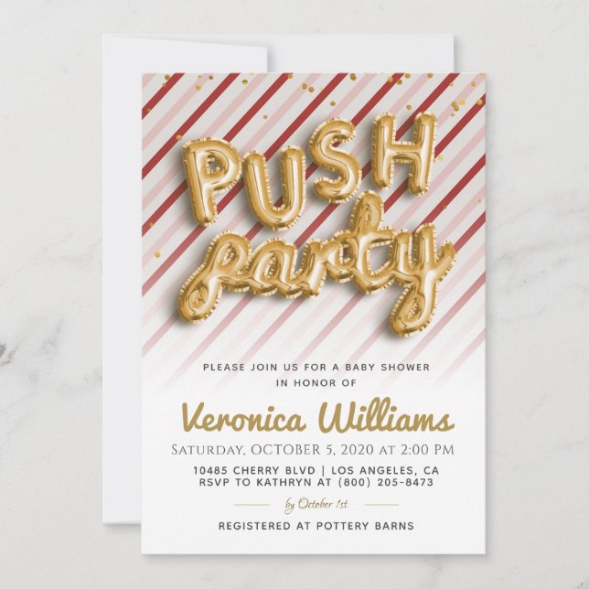 Push Party tendance Baby shower moderne Invitation (Devant)