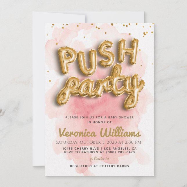 Push Party tendance Baby shower moderne Invitation (Devant)