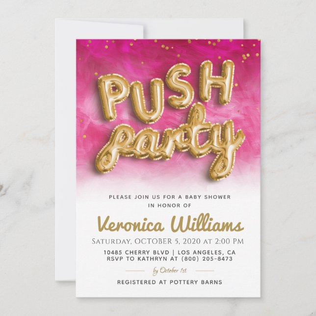 Push Party tendance Baby shower moderne Invitation (Devant)