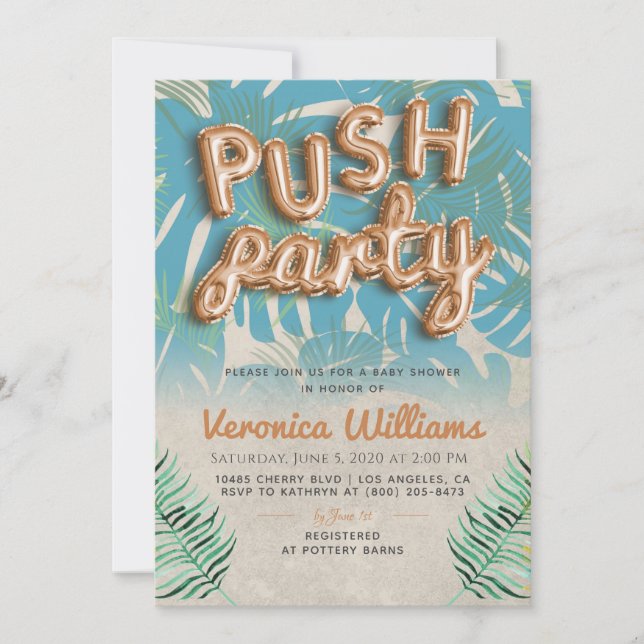 Push Party tendance Baby shower moderne Invitation (Devant)