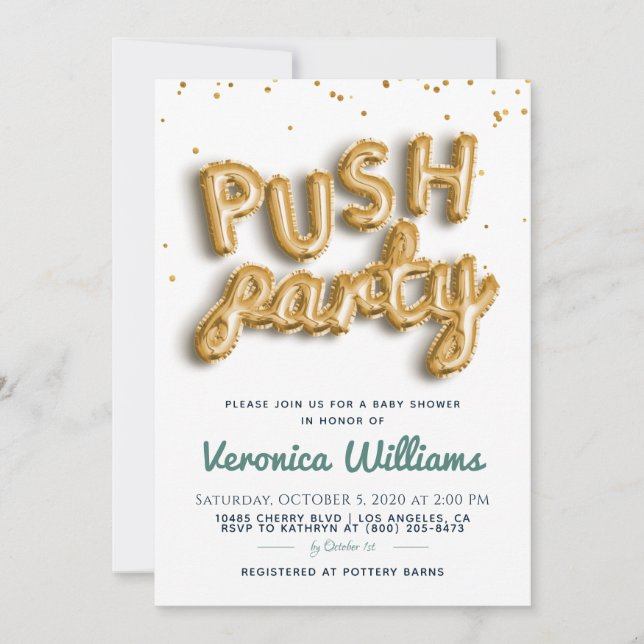 Push Party tendance Baby shower moderne Invitation (Devant)