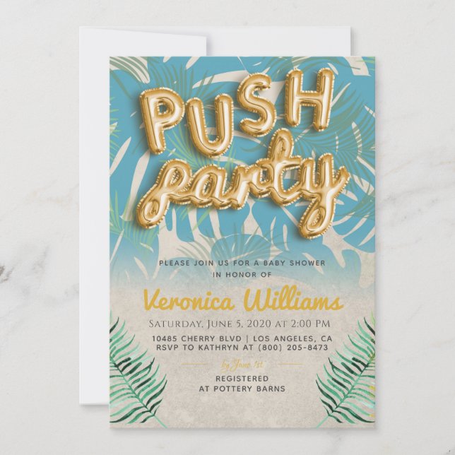 Push Party tendance Baby shower moderne Invitation (Devant)