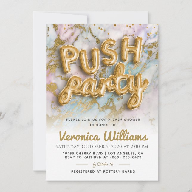 Push Party tendance Baby shower moderne Invitation (Devant)