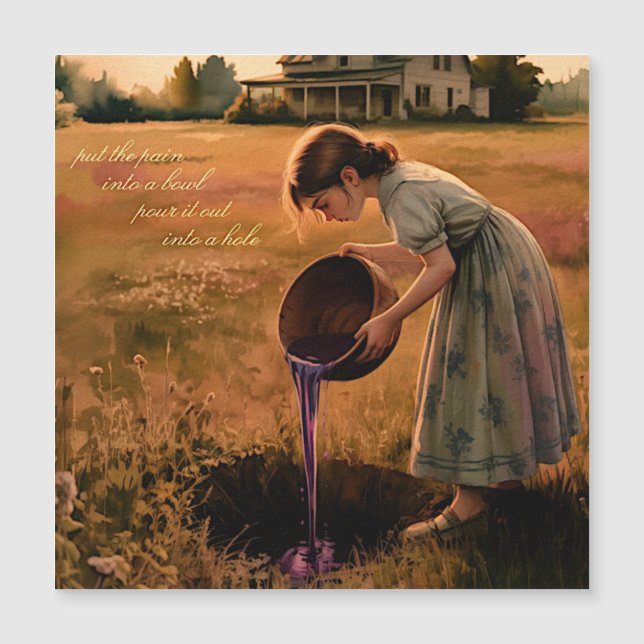 "Put the Pain into a Bowl" Square Magnet healing (Devant)