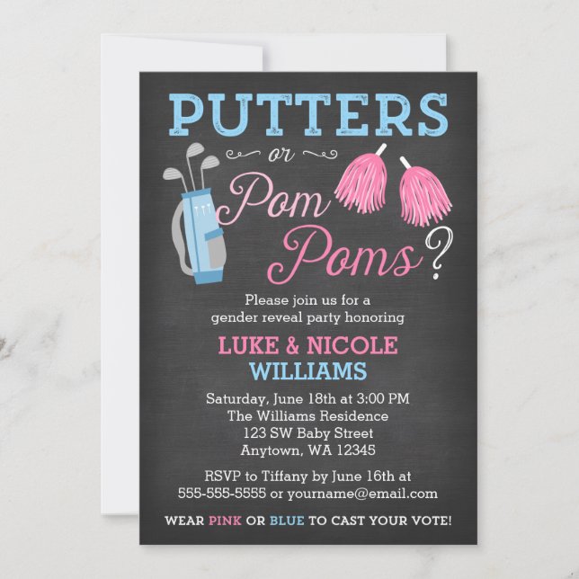 Putters ou Pom Poms Genre RevezParty Invitation (Devant)