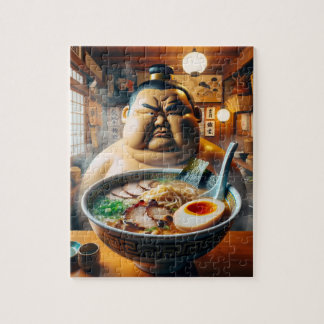 PUZZLE ラーメンを前に真剣な眼差しの力士