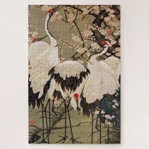 Puzzle 梅 花 群 鶴 図, 若 Plum Blossoms & Cranes, Jakuchu, 冲