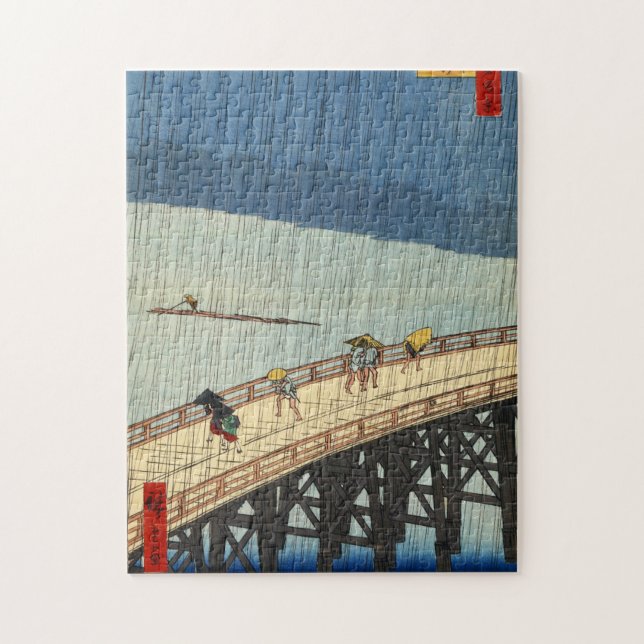 Puzzle 突 の 雨, 広 Pluie Soudaine, Hiroshige, Ukiyo-e (Vertical)