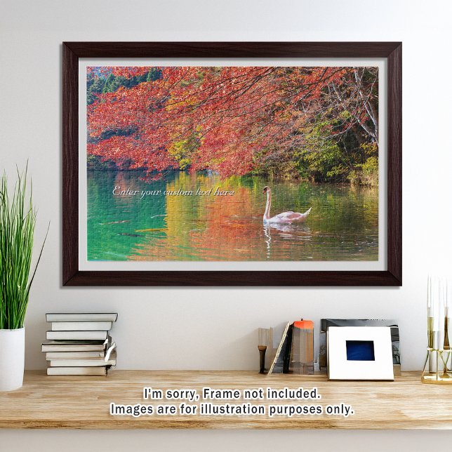 Puzzle [1014] Autumn Pond – Swan Gliding Through Colors (An image of a puzzle displayed in a bright and open room. // 明るく風通しの良い部屋を飾るパズルのイメージ)