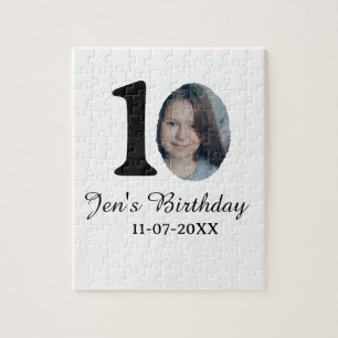 Puzzle 10 e anniversaire photo en gras lettre enfant nom