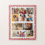 Puzzle 10 Photo Modern Stylish Cute Girly Floral Name<br><div class="desc">10 Photo Modern Stylish Cute Girly Floral Name Jigsaw Puzzle features ten of your favorite pictures for an easy and quick DIY add your own photo collage. Personalize with your name and surrounded with a simple pattern of cute flowers. Makes a perfect gift for Christmas, birthdays, Mother's Day, sisters, best...</div>