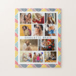Puzzle 10 Photo Moderne Colorée Abstraite Nom géométrique<br><div class="desc">10 Photo Modern Colorful Abstrait Nom géométrique Jigsaw Puzzle dispose de dix de vos photos préférées pour un do-it-yourself facile et rapide ajouter votre propre collage photo. Personnalisez avec votre nom et entouré d'un motif géométrique abstrait coloré. Fait un cadeau parfait pour Noël, anniversaires, fête des mères, soeurs, meilleurs amis...</div>