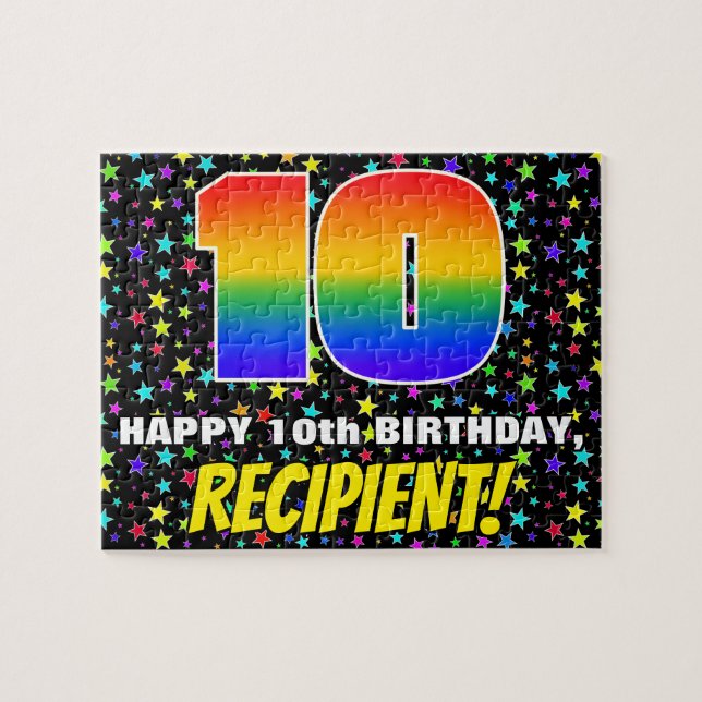 Puzzle 10e anniversaire — Amusant, Colorful Star Motif de (Horizontal)