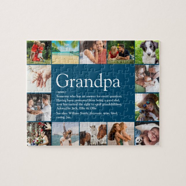 Puzzle 14 Photo Best Grandpa, Papa, Grandad Définition (Horizontal)
