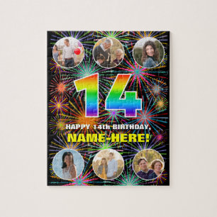Puzzle 14e anniversaire : Arc en ciel amusant #, Nom pers