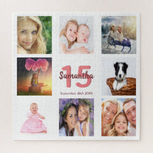 Puzzle 15th birthday photo collage girl white