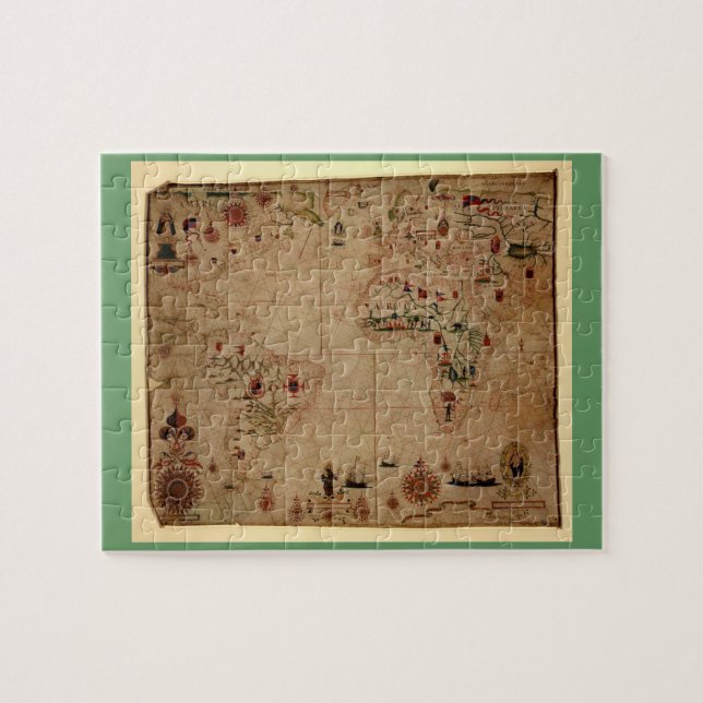 Puzzle 1633 Atantic Ocean Portolan Chart - Pascoal Roiz (Horizontal)