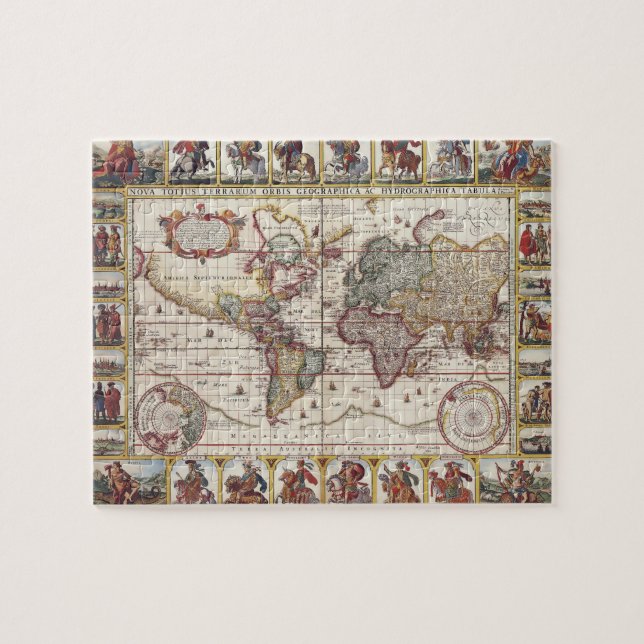 Puzzle 1652 carte du monde, carte du monde d'atlas de mer (Horizontal)