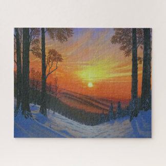 Puzzle 16"x20" - "Coucher de soleil sur la forêt e
