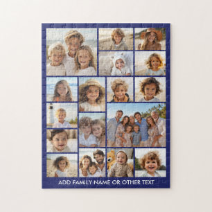 Puzzle 17 Collage de photos et texte - Moderne bleu et bl