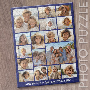 Puzzle 17 Collage de photos et texte - Moderne bleu et bl