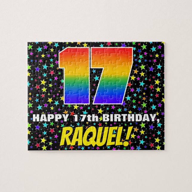 Puzzle 17e anniversaire — Amusant, Colorful Star Motif de (Horizontal)
