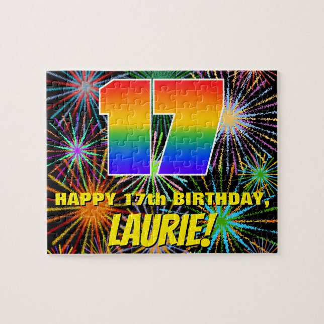 Puzzle 17e anniversaire : Feu d'artifice festif amusant e (Horizontal)
