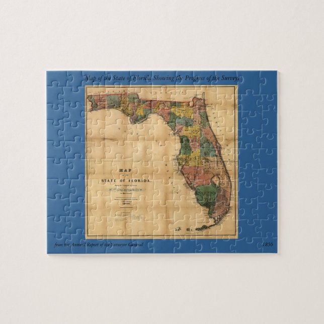 Puzzle 1856 Carte de l'État de Floride par Columbus Drew (Horizontal)