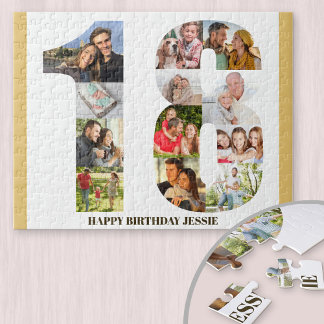 Puzzle 18e anniversaire Collage photo Neutre Numéro 18