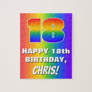 Puzzle 18e anniversaire : Coloré, amusant Motif arc-en-c