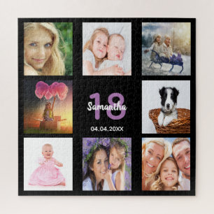 Puzzle 18e anniversaire noir photo collage fille
