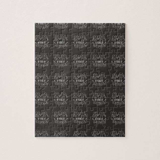 Puzzle 18th Anniversary Gift Chalk Hearts (Vertical)