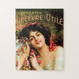 Puzzle 1909 jolie dame Biscuits Lefevre-Utile