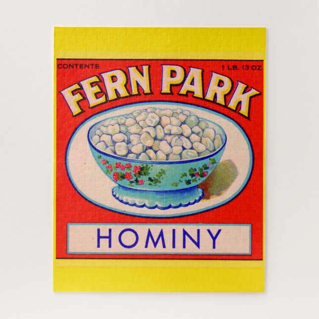 Puzzle 1930 s Fern Park hominy grits label (Vertical)