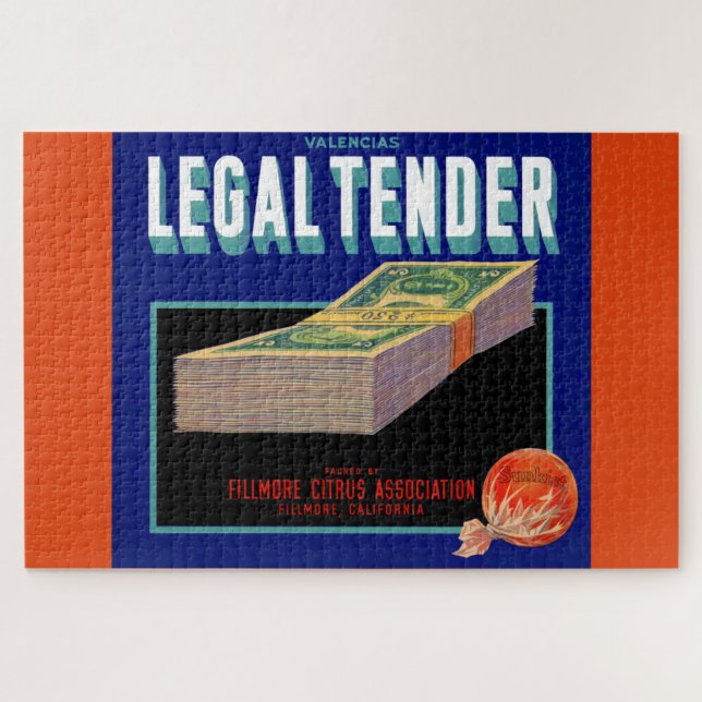 Puzzle 1930s Juridique Tender orange crate étiquette (Horizontal)