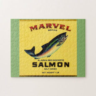 Puzzle 1930s Marvel salmon can label