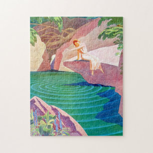 Puzzle 1931 femme art déco par un étang