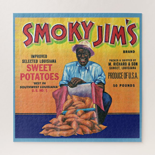 Puzzle 1940 Smoky Jim's sweet potato crate étiquette (Vertical)