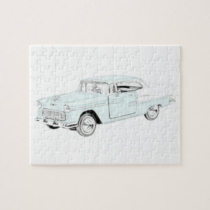 Puzzle 1955 Chevy Bel Air Bleu et Blanc Deux Tons