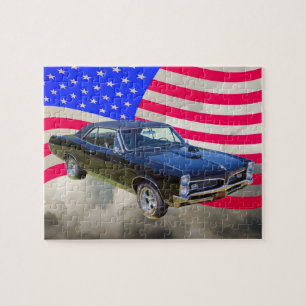 Puzzle 1967 Pontiac GTO et drapeau américain