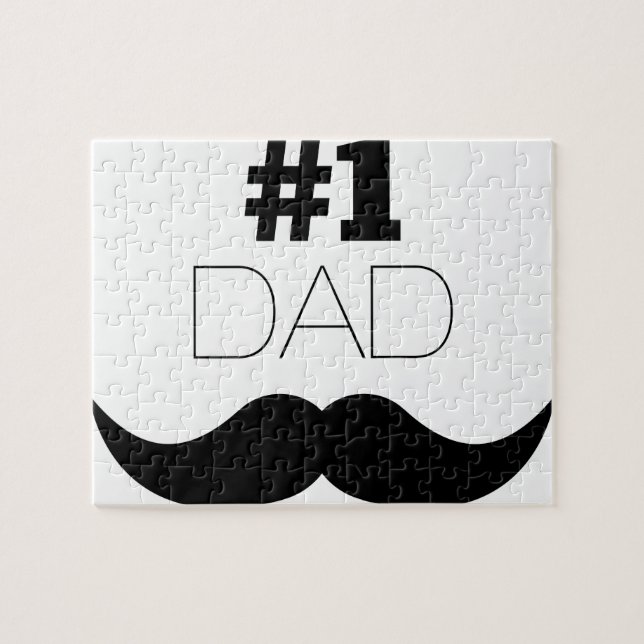 Puzzle #1 Papa Mustache noire - Numéro Un (Horizontal)