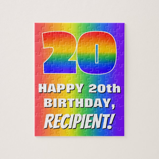 Puzzle 20e anniversaire : coloré, amusant Motif arc-en-ci (Vertical)