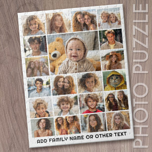Puzzle 21 Collage de photos - Texte personnalisé - Noir e
