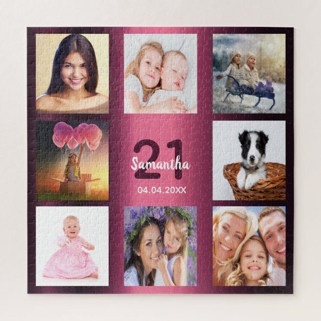 Puzzle 21e anniversaire 21 photo collage fille femme viol (Vertical)