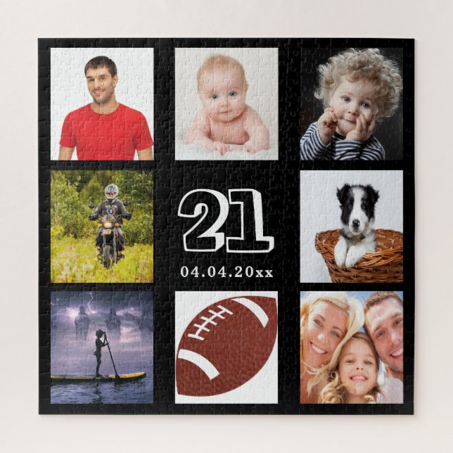 Puzzle 21e anniversaire 21 photo collage homme homme noir (Vertical)