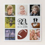 Puzzle 21e anniversaire 21 photo collage homme type blanc<br><div class="desc">Un cadeau pour le 21ème anniversaire d'un jeune homme,  célébrant sa vie avec un collage de 8 de vos photos.  Modèles de 21 ans et une date.  Date de naissance ou date d'anniversaire.  Lettres de couleur noire.  Arrière - plan blanc.</div>