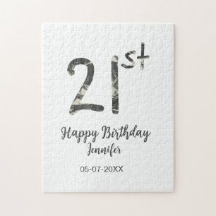 Puzzle 21e anniversaire ajouter nom date année noire modè